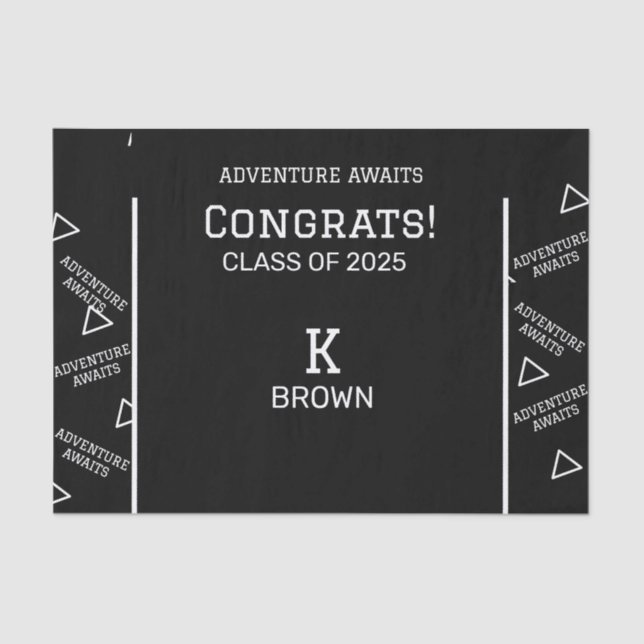 Black and White Custom Personalized Tissue Paper (Front)