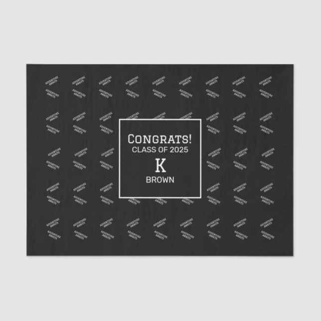 Black and White Custom Personalized Tissue Paper (Front)