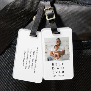 Black And White Custom Photo Best Dad Ever Luggage Tag