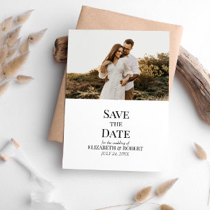 Black and White Custom Photo Save the Date Card
