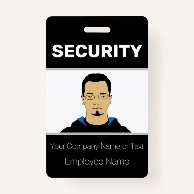 Black and White Custom Photo Security Guard ID Badge (Front)