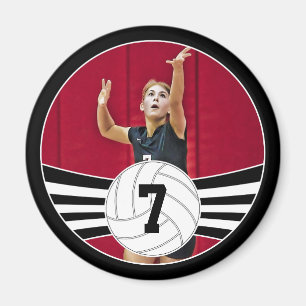 Black and White Custom Photo Volleyball Magnet