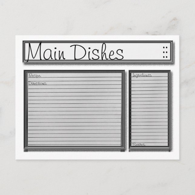 Black and White Custom Recipe Card (Front)