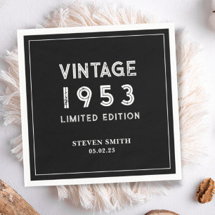 Black and White Custom Year 1953 50th Birthday Napkin