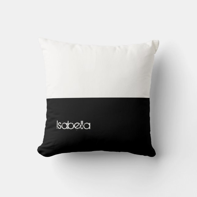 Black and White Custom Your Name Here Pillow (Front)