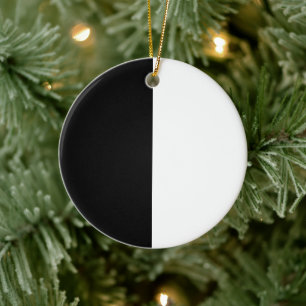 Black and White CUSTOMIZABLE Christmas Ceramic Ornament