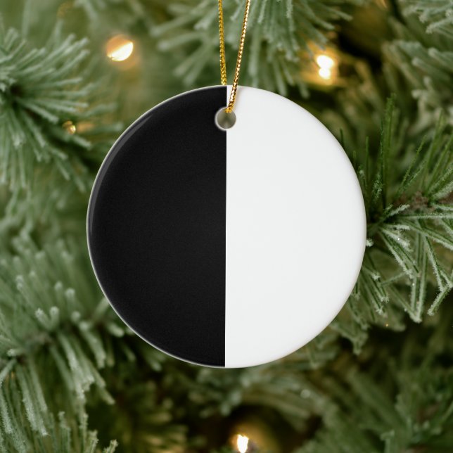 Black and White CUSTOMIZABLE Christmas Ceramic Ornament (Tree)