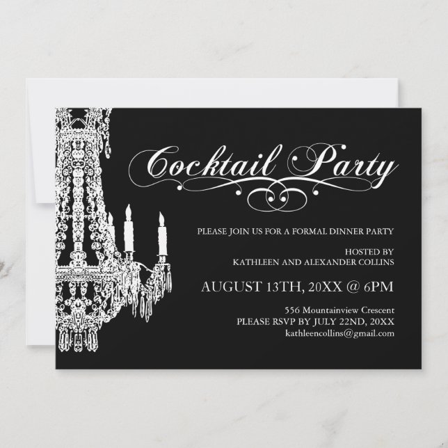 Black and White Customizable Party Invitations (Front)