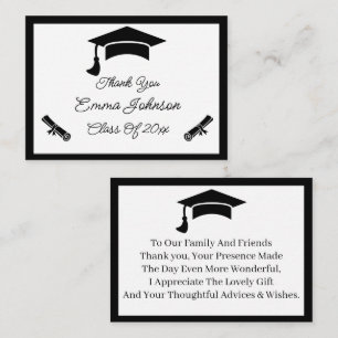 Black And White Customized Graduation Thank You Card