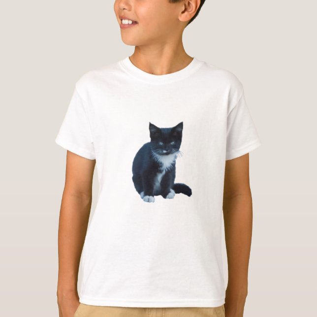 Black and white cute kitten Tuxedo T-Shirt (Front)