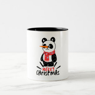 Black and white Cute Panda Christmas Panda Two-Tone Coffee Mug