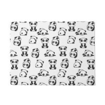 Black and White Cute Pandas Pattern