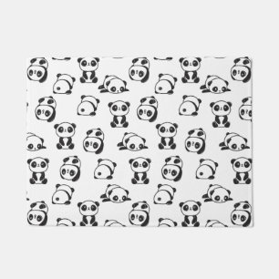 Black and White Cute Pandas Pattern  Doormat