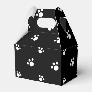 Black And White Cute Puppy Dog Paw Print Pattern Favor Box