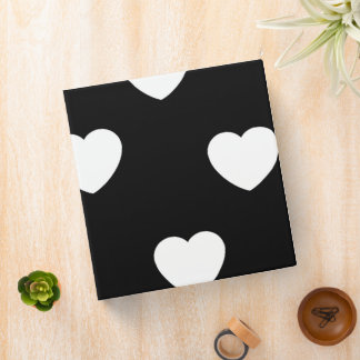 Black and White Cute Simple Heart Pattern Binder