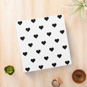 Black and White Cute Simple Heart Pattern Binder