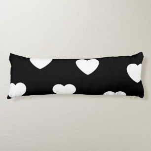 Black and White Cute Simple Heart Pattern Body Pillow