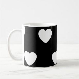 Black and White Cute Simple Heart Pattern Coffee Mug