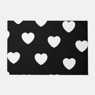 Black and White Cute Simple Heart Pattern Doormat