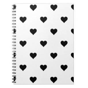 Black and White Cute Simple Heart Pattern Notebook