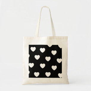 Black and White Cute Simple Heart Pattern Tote Bag
