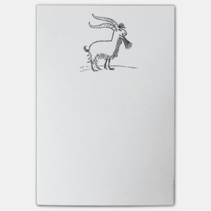 Black and White Cute Smiling Goat Cartoon Post-it Notes
