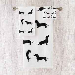Black and White Dachshund Bath Towel Set