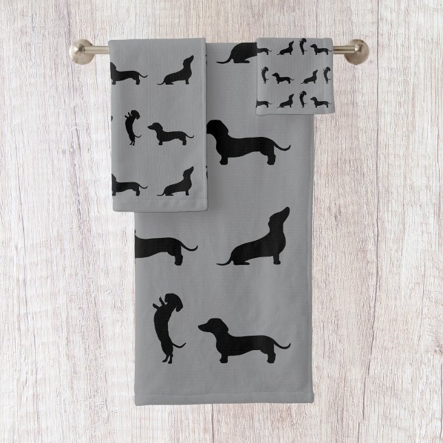 Black and White Dachshund  Bath Towel Set (Creator Uploaded)