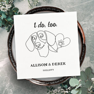 Black and White Dachshund Dog Lovers Pet Wedding  Napkin