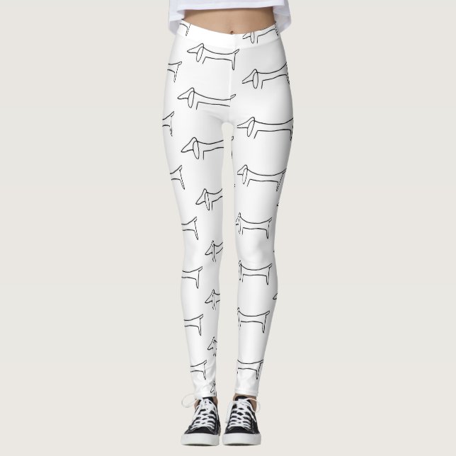 Black and White Dachshund Leggings (Front)