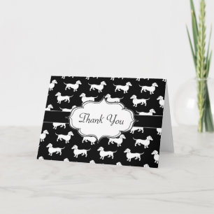 Black and White Dachshund Pattern Thank You Notes