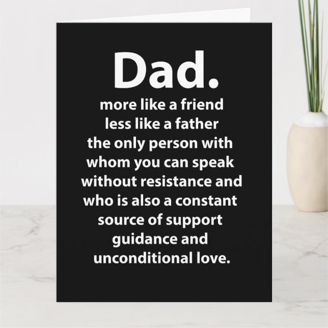 Black and White Dad Daddy Quote  Card (Front)