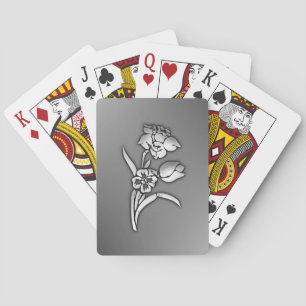 Black and White Daffodil Playing Cards