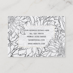 Black and White Dahlia Flower Business Card