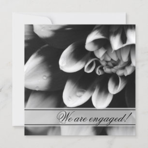 Black and White Dahlia Flower Engagement Party Invitation