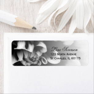 Black and White Dahlia Flower Return Address