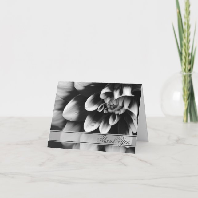 Black and White Dahlia Flower Thank You (Front)