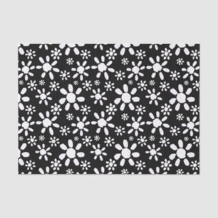 Black and White Daisy Flowers Floral Tissue Paper