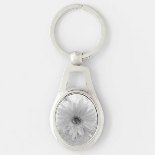 Black and White Daisy Keychain