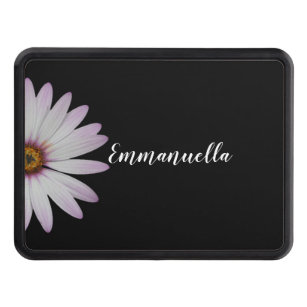 Black and White Daisy Personalized Trailer Hitch Cover