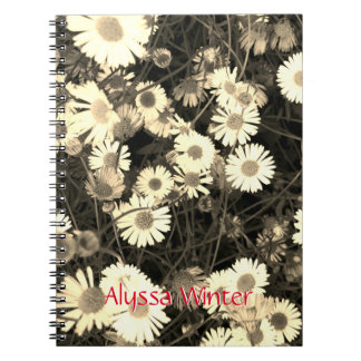 Black and white daisy photograph notebook