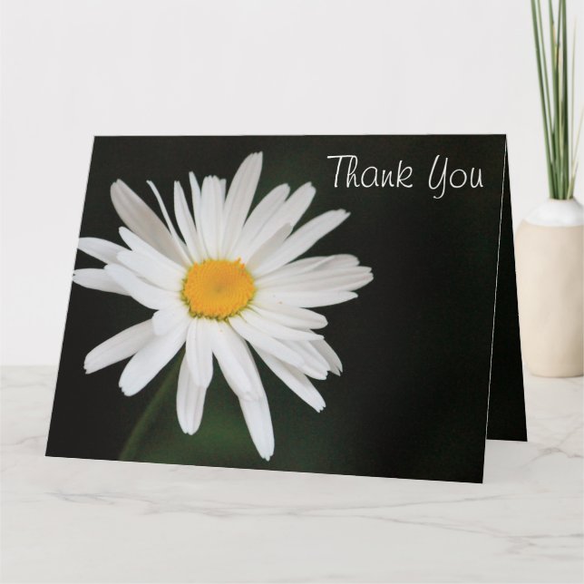 Black And White Daisy Thank You Card (Front)