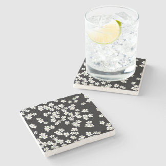 Black and White Daisy's on Stone Coaster