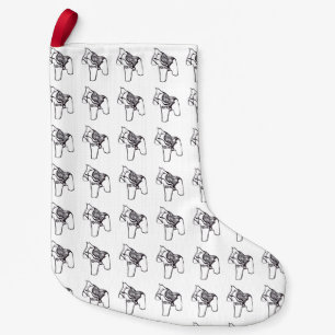 Black and White Dala Horse Small Christmas Stocking