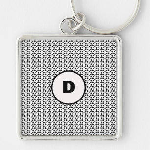 black and white dalmatian cute dots monogram keychain
