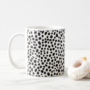 Black and White Dalmatian Dog Abstract Pattern Coffee Mug