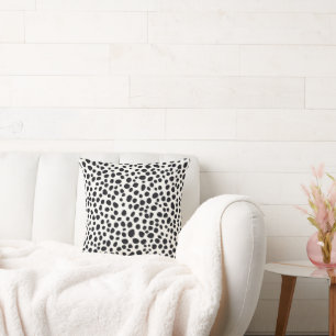 Black and White Dalmatian Dog Abstract Pattern Throw Pillow