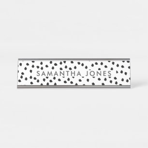 Black and White Dalmatian Print Personalised Desk Name Plate