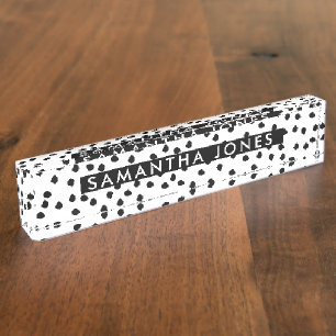 Black and White Dalmatian Print Personalised Namep Nameplate