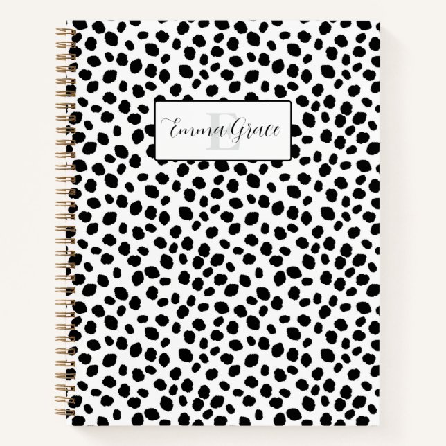 Black and white Dalmatian spot pattern notebook (Front)